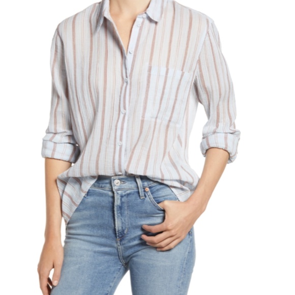 NWT Treasure & Bond Plaid Shirt in Blue - Picture 1 of 11